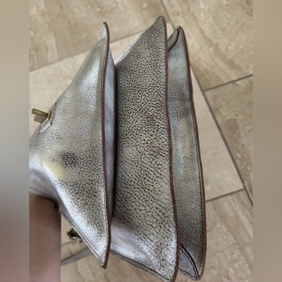 Campomaggi Teodorano Silver Metallic Leather Crossbody Shoulder Bag RARE HTF - Picture 13 of 16